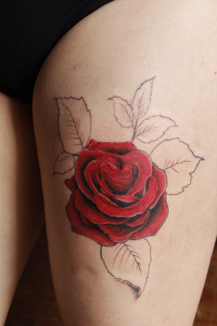 Full color rose tattoo