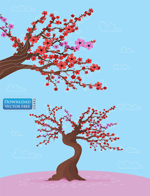 nen-do-hoa-cay-hoa-no-sac-hong-va-do-pink-flowers-vector-6299