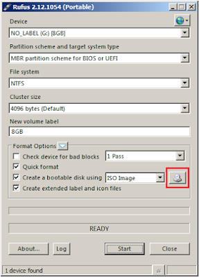 insert iso file pada rufus