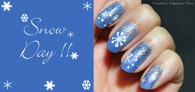 Glitter Gradient and Snowflake Nail Design