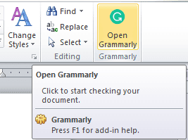 Open Grammarly plugin