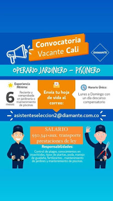 Empleos en Cali hoy como OPERARIO JARDINERO PISCINERO