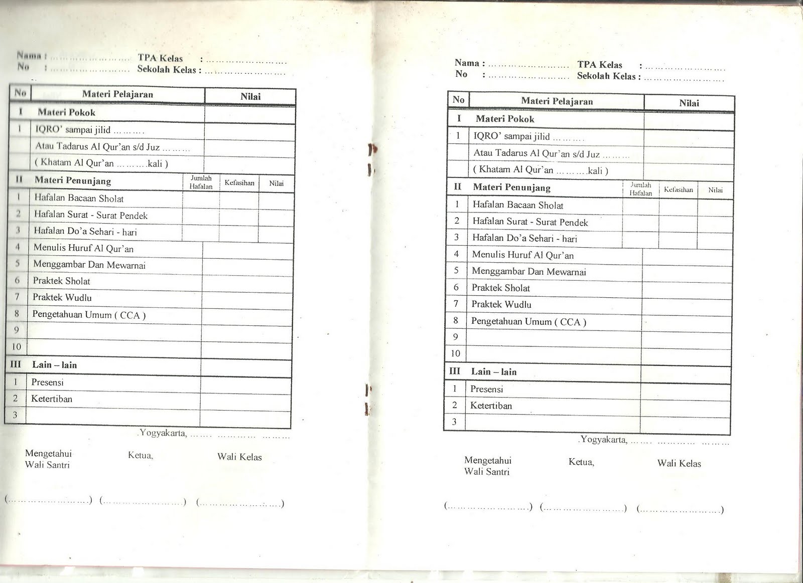 Contoh Raport Tpq Pdf Guru Ilmu Sosial