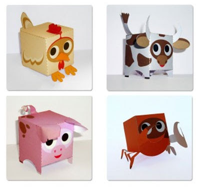 Cute box shape animal papercraft