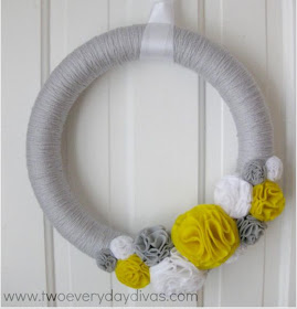 Yarn and Felt Flower Wreath