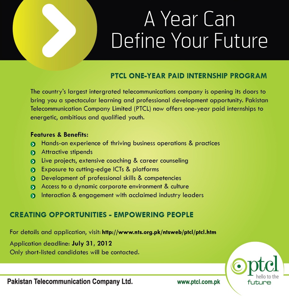 PTCL Internship Program for Fresh Graduates and Diploma Holders ...