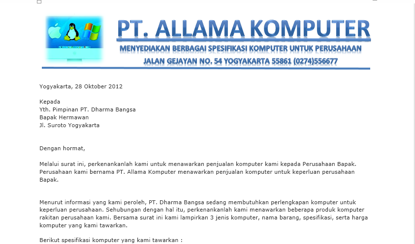 Contoh Email Permintaan Penawaran Harga Bahasa Inggris 