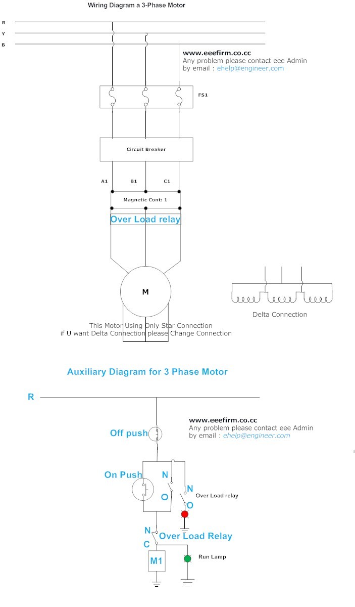 A 3 Phase Motor Connection Wiring Diagram and Auxiliary