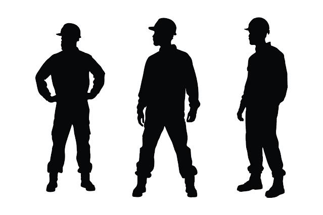 Male Mason and worker silhouette bundle free download