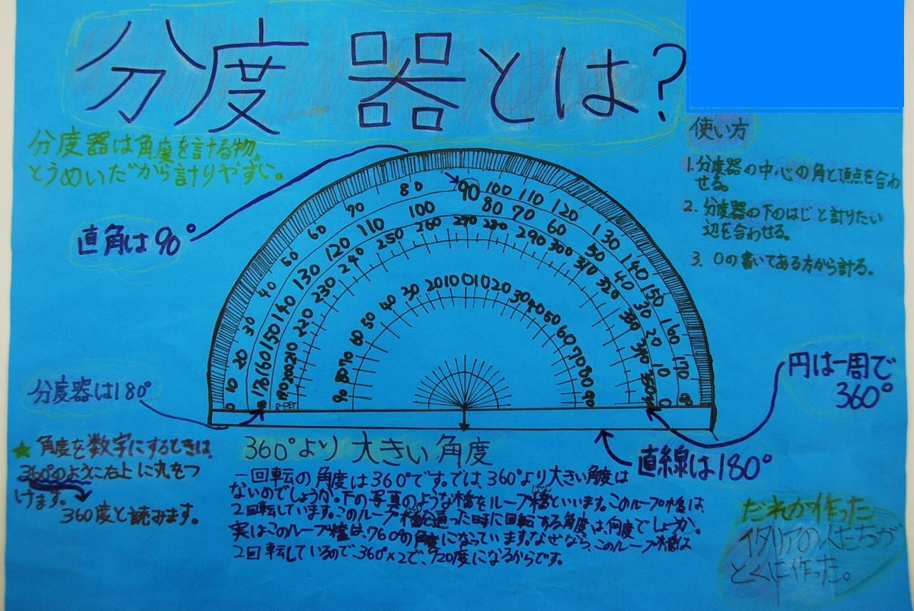 加藤学園暁秀初等学校 新着情報 オープンプラン４年生 算数 分度器の使い方