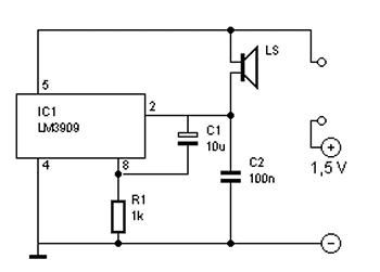 Audio Lm 3909 IC-conduction tester Circuit Diagram