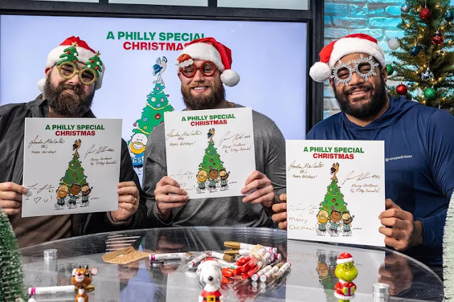 Indulge in the harmonious rendition of Mariah Carey's 'All I Desire for Christmas' by none other than Jason Kelce and his Eagles comrades