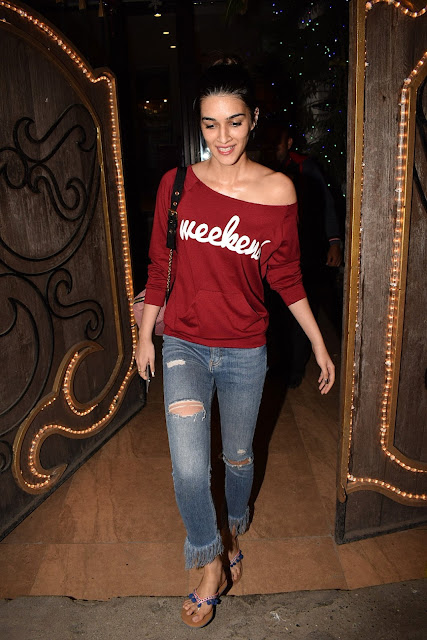 Kriti Sanon Photo In Cut Jeans And Red T-Shirt