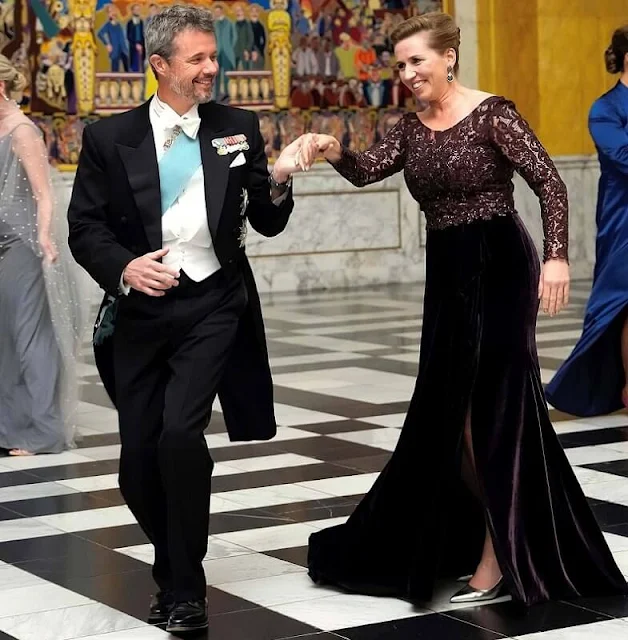 Crown Princess Mary wore a fuchsia gown by David Andersen. Princess Charlene wedding. Rupert Sanderson pink satin pumps