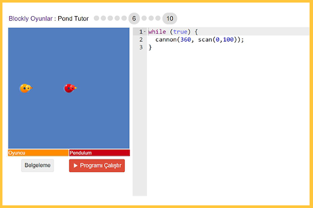 Blockly Games Havuz Öğreticisi Çözümleri 6. Bölüm