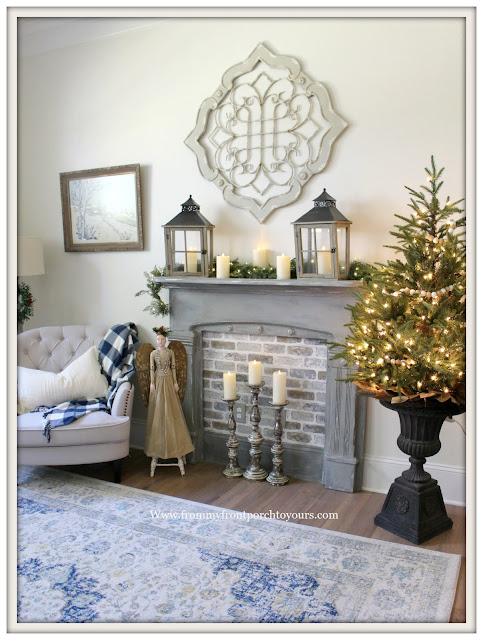 French Country-French Farmhouse-Christmas-Faux-Frieplace-Mini Tree--From My From Porch To Yours