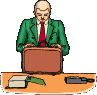 hombre maletín escritorio oficina