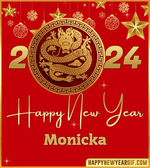 Happy New Year 2024 gif wishes Dragon Monicka