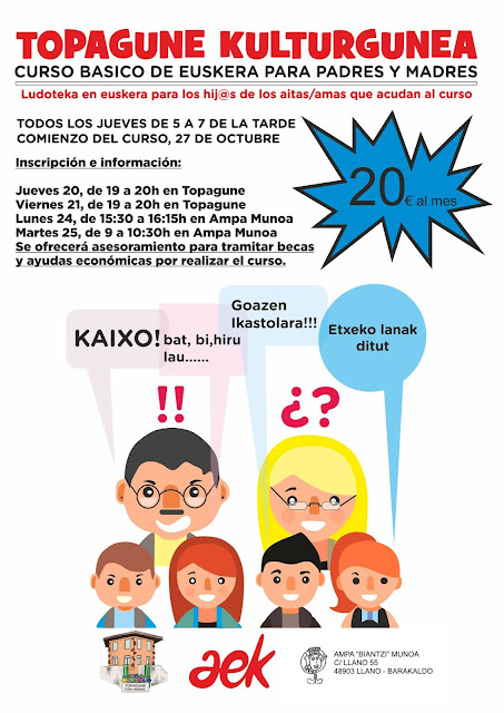 Cartel anunciador de los cursos de euskera