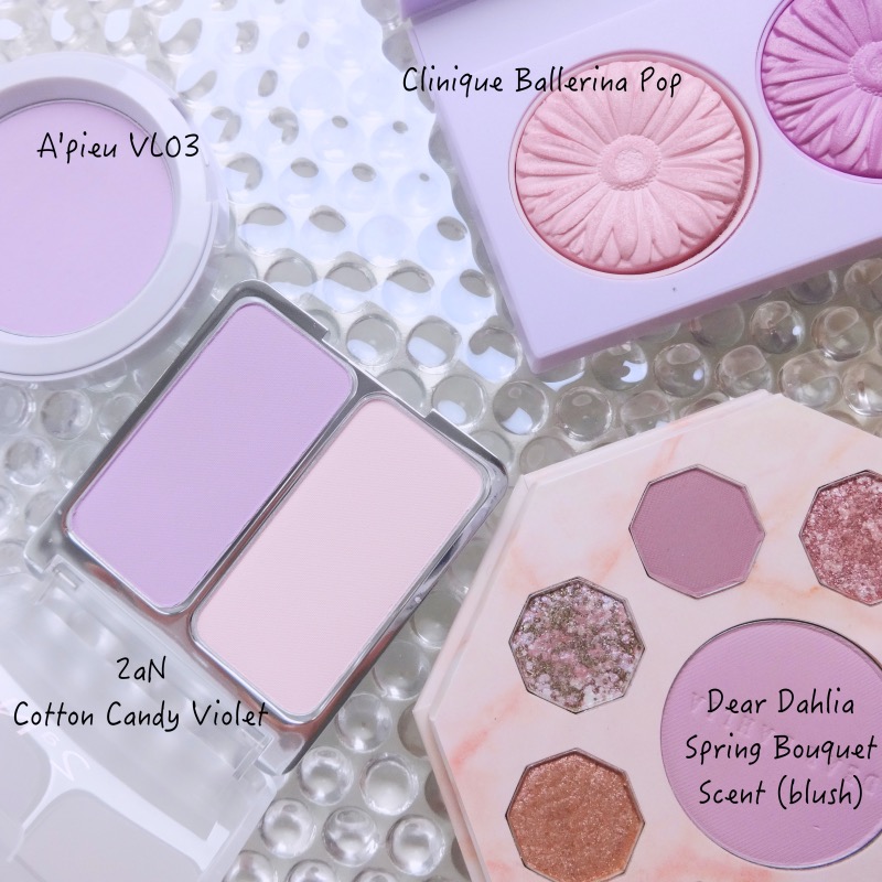 2aN Dual Cheek Cotton Candy Violet swatches