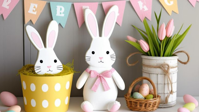Easter Decor, Easter, Decorating, Happy Easter, Bunny Banner, Bunny, Decor