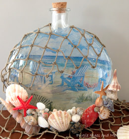  Decoupage reversible beach theme bottle