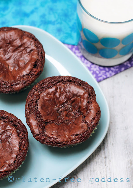 Gluten-Free Fudgy Brownie Cupcakes on a plate.