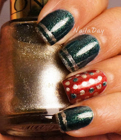 NailaDay: Orly Meet Me Under the Mistletoe with dot and stripes