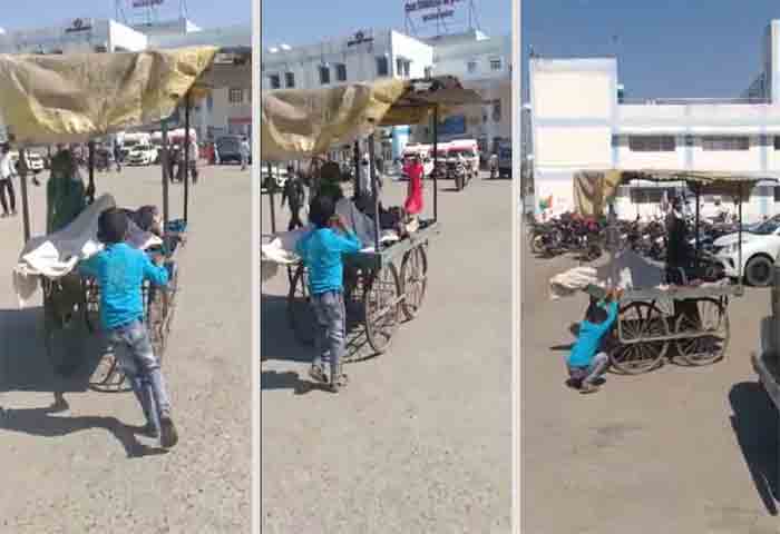 News,National,Local-News,Social-Media,Child,hospital,Treatment,Health,Father,Madhya pradesh,Bhoppal,Video, Unable to get ambulance 6-year-old boy takes father to hospital on pushcart; video surfaces