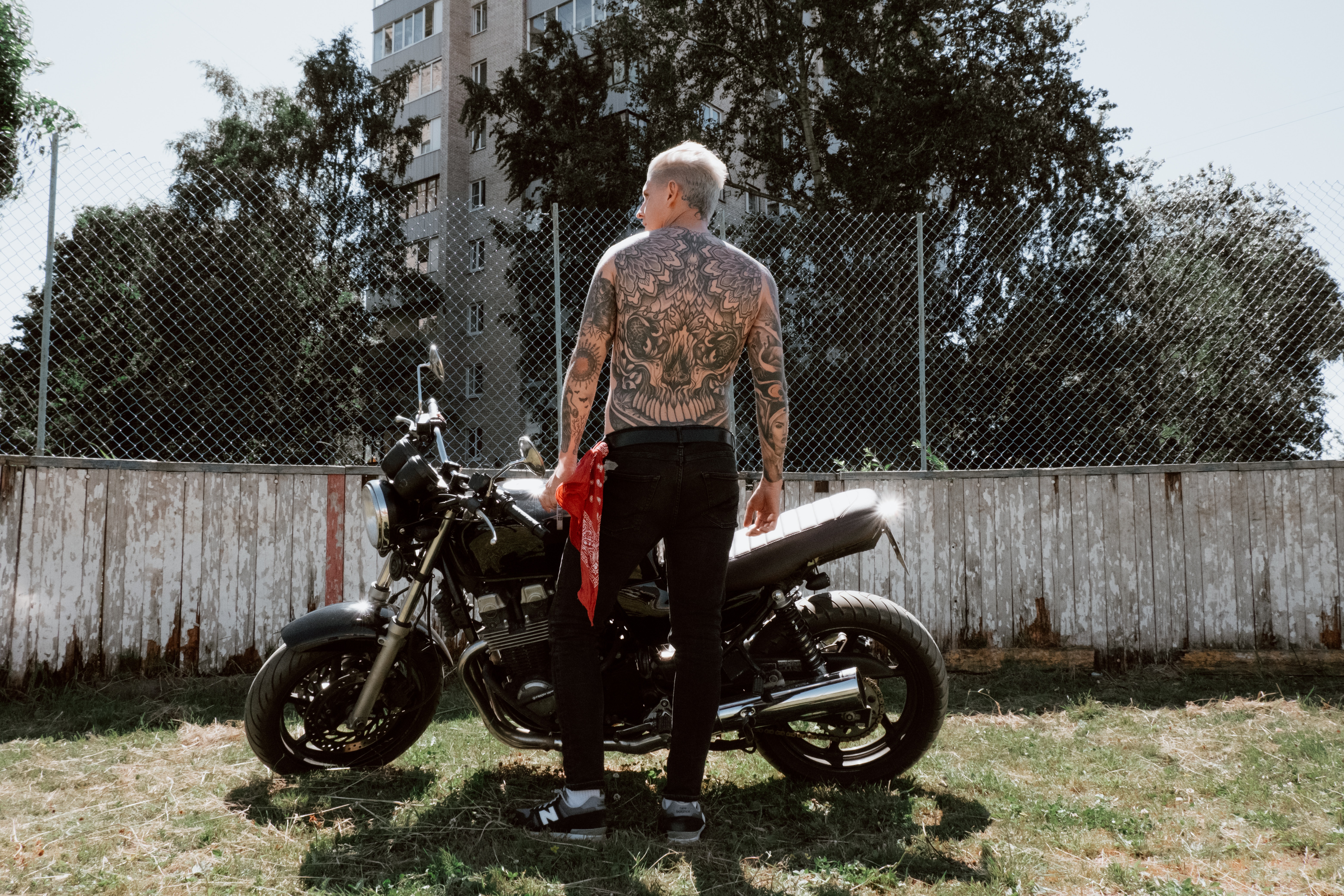 Motorbike Tattoo On Back - Tattoos Designs