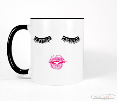 Eyelashes and Lipstick Coffee Cup