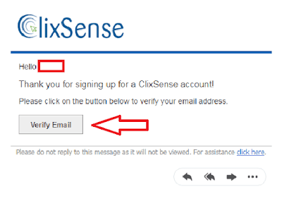 Verify Email sent from clixsense