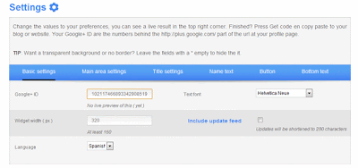 settings widget Google Plus