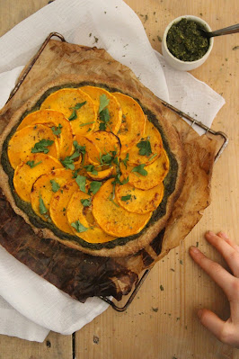 Pizza butternut-pesto vegan