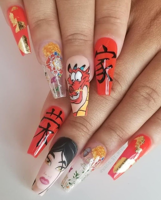 Diseño de uñas Mulán