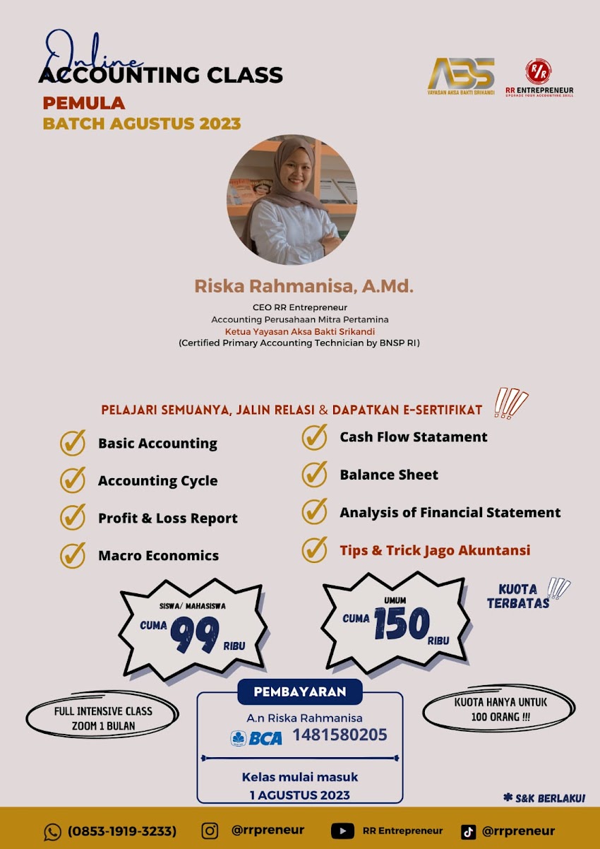 KELAS AKUNTANSI PEMULA & EKSEKUTIF BATCH AGUSTUS 2023