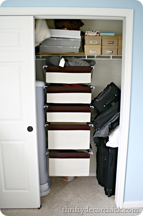 pull out bins in closet