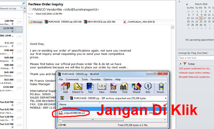 Contoh Email Spam, Jangan di klik bila ada link di 