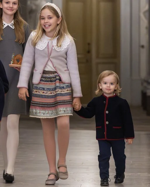 Princess Adrienne and Princess Leonore wore a ribbon skirt by Lena Hoschek, and Lodenfrey jacket. Princess Estelle