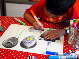 Easy Halloween Art Project for Preschoolers - Spooky Monster Family Portraits