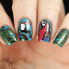 Tropical Bird Nail Stamping