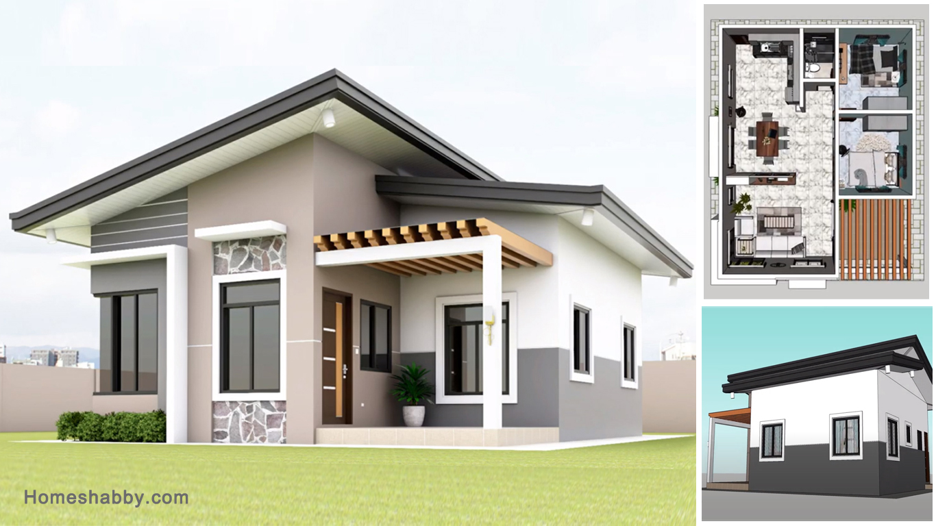  Desain  dan Denah Rumah Cat Abu abu yang Asri  dan Elegan 