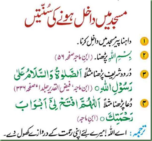 Masjid main daikhil hony ki sunnatian
