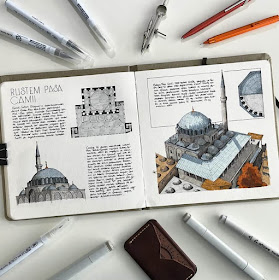 09-Rüstem-Paşa-Camii-Architecture-Sketchbook-Oğuzhan-Çengel-www-designstack-co