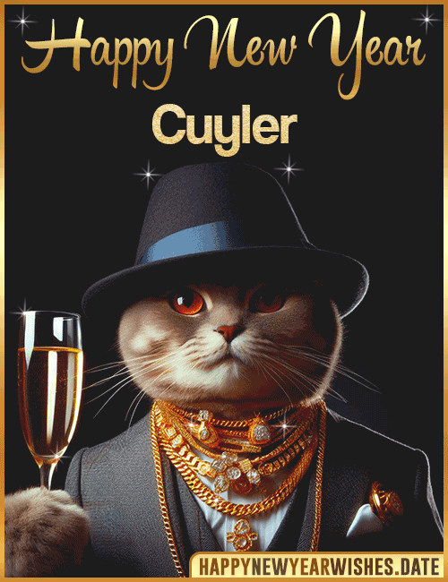 Happy New Year Cat Funny Gif Cuyler
