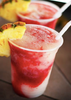 DIY Mocktail- Strawberries, pineapple, and coconut cream