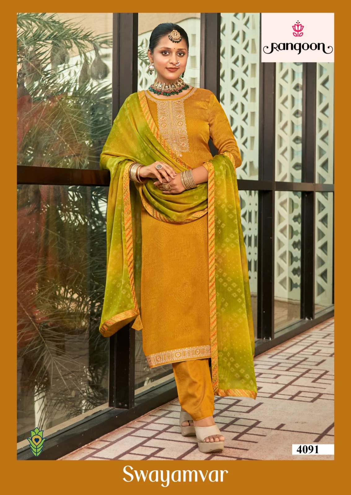 Swayamvar Rangoon Premium Silk With Work Readymade Pant Style Suits
