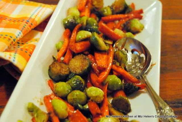 Honey Roasted Carrots and Brussels Sprouts at Miz Helen's Country Cottage