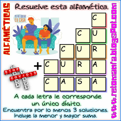 Alfamética, Criptoaritmética, Criptosuma, Juego de letras, Juego de palabras, Problemas matemáticos, Desafíos matemáticos, Retos matemáticos, Problemas de lógica, Problemas de Ingenio