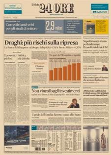 Il Sole 24 Ore del 5 Aprile 2013 | ISSN 0391-786X | PDF HQ | Quotidiano | Economia | Finanza | Politica
Il Sole 24 Ore è il quotidiano economico più venduto tra quelli pubblicati in Italia e il terzo giornale d'informazione più venduto nel paese dopo il Corriere della Sera e La Repubblica.
La testata nacque il 9 novembre 1965 dalla fusione di due quotidiani: Il Sole, fondato nel 1865, e 24 Ore, nato nel 1946.